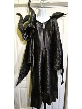 Maleficent Adult Costume Christening Gown Disney Upgraded Vinyl Horns Women's MD